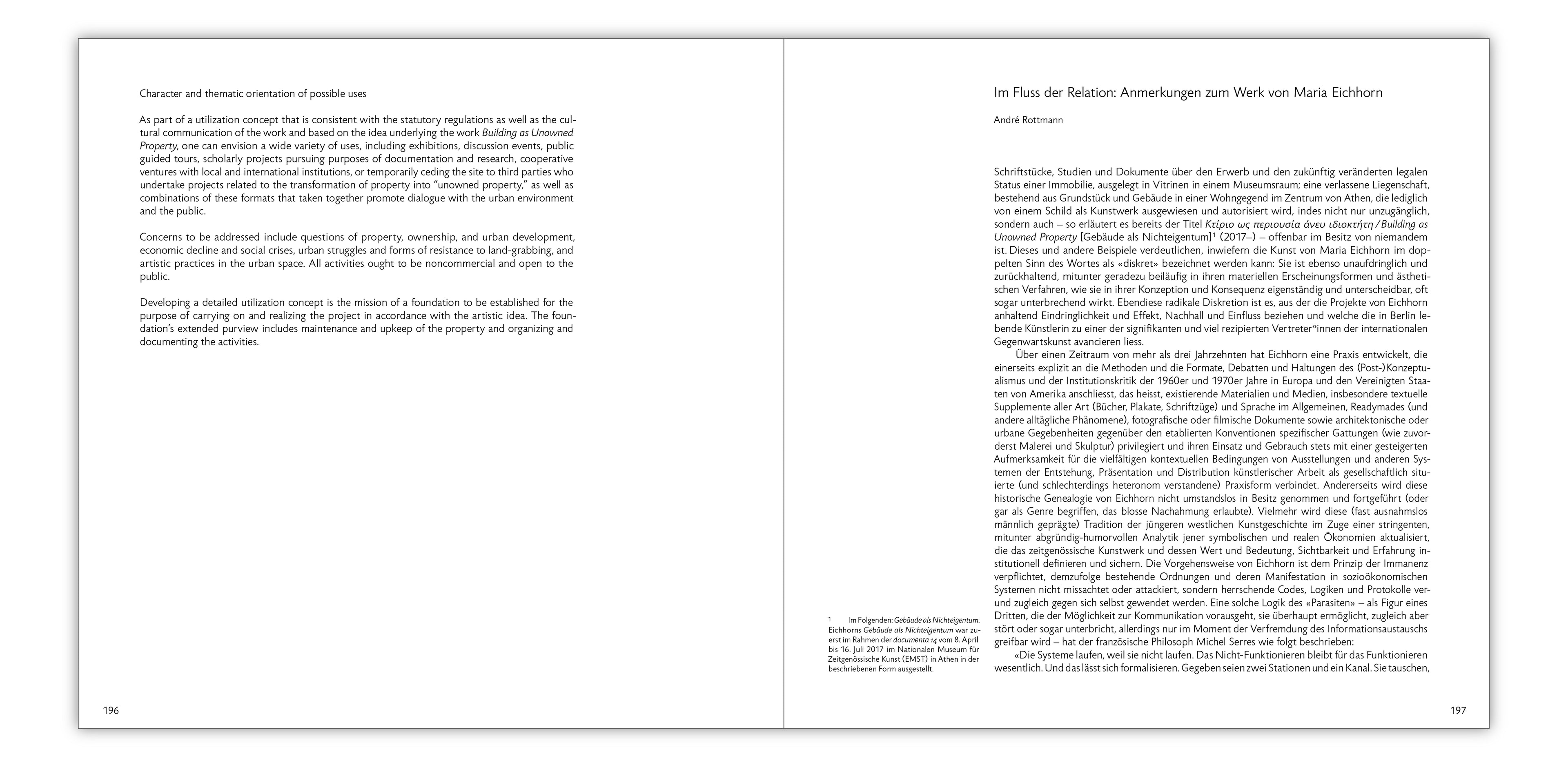 MARIA EICHHORN / BUILDING AS UNOWNED PROPERTY [GEBÄUDE ALS NICHTEIGENTUM]