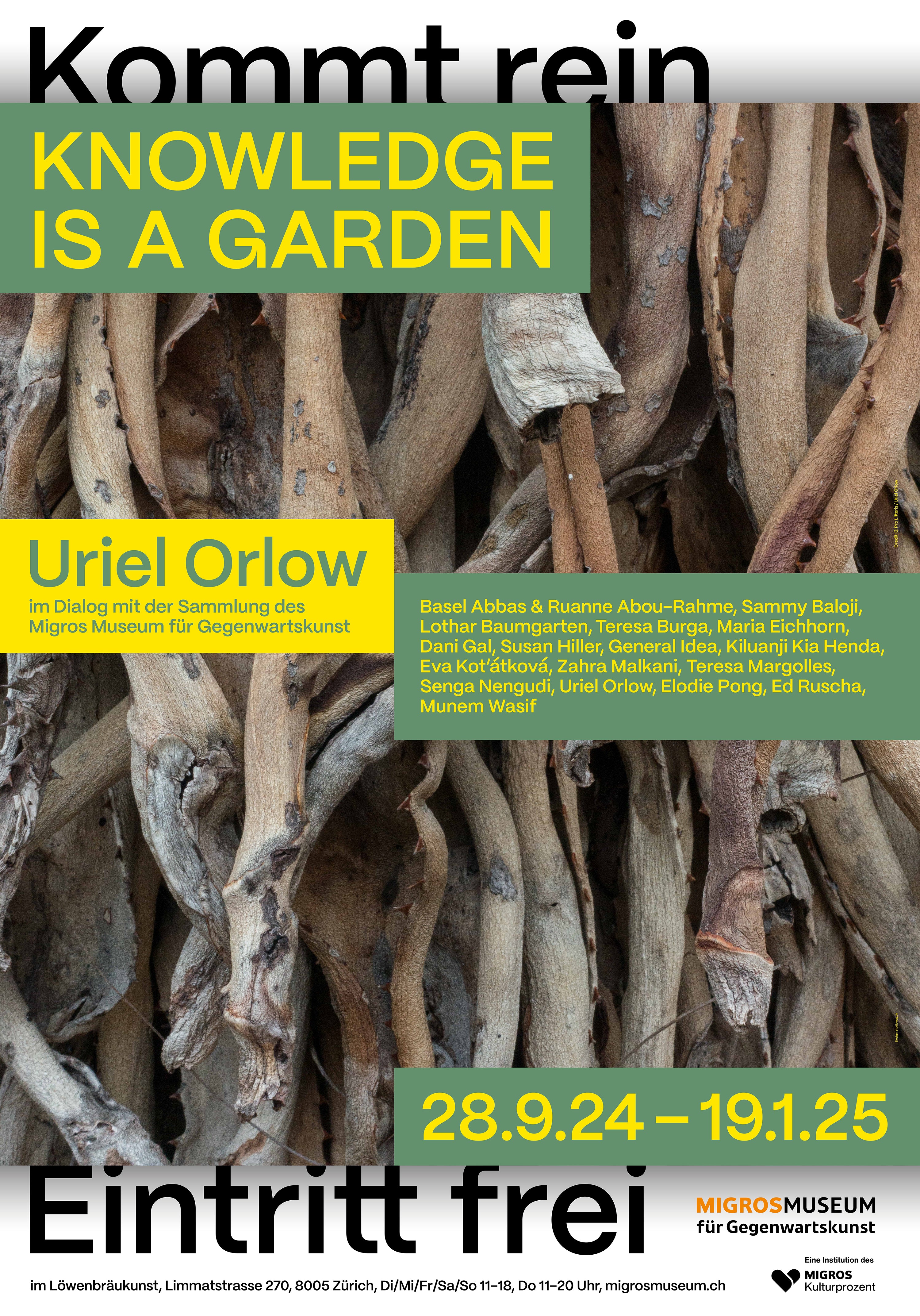 POSTER KNOWLEDGE IS A GARDEN - URIEL ORLOW IM DIALOG MIT DER SAMMLUNG DES MIGROS MUSEUM FÜR GEGENWARTSKUNST