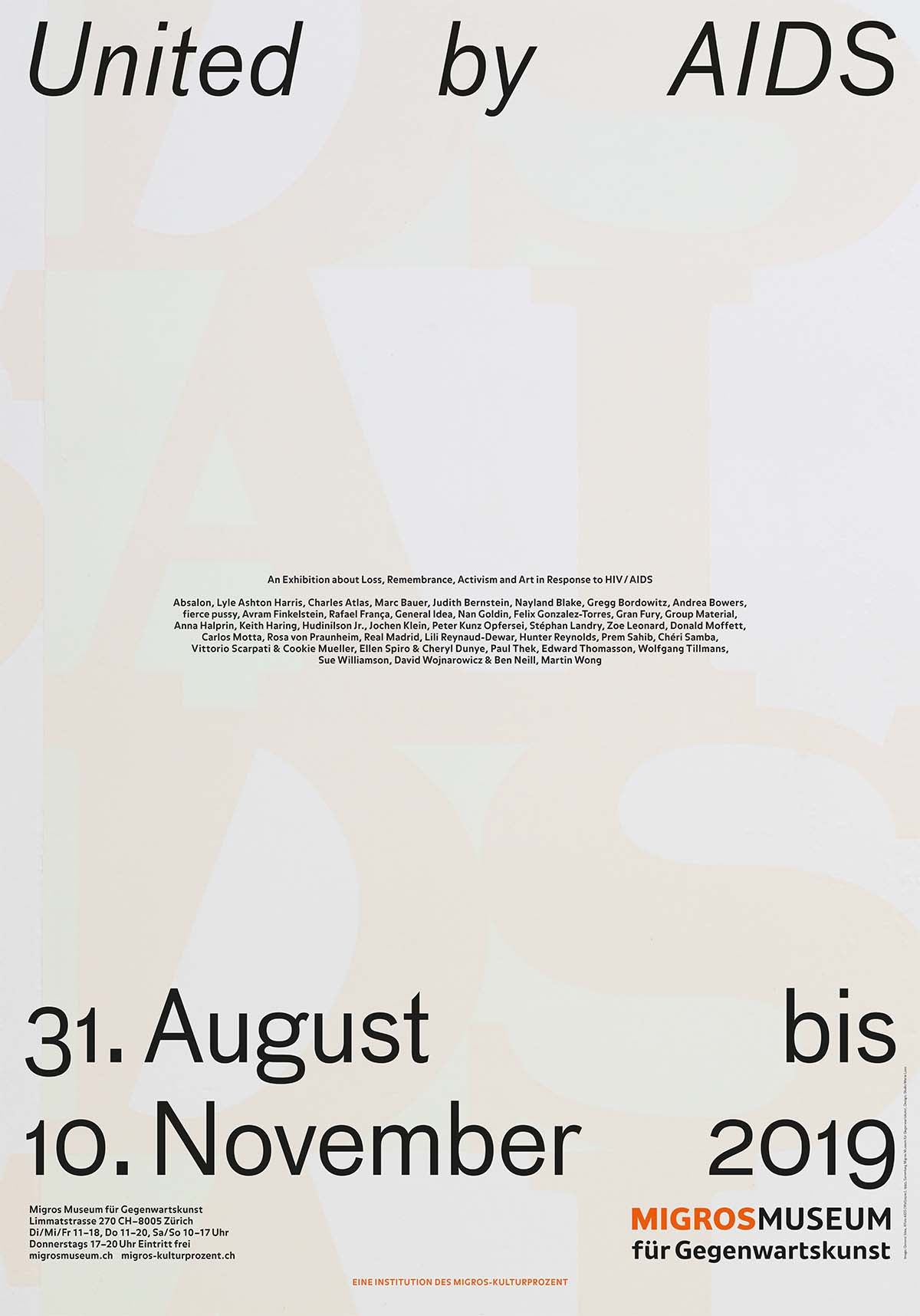 POSTER UNITED BY AIDS — AN EXHIBITION ABOUT LOSS, REMEMBERANCE, ACTIVISM AND ART IN RESPONSE TO HIV/AIDS